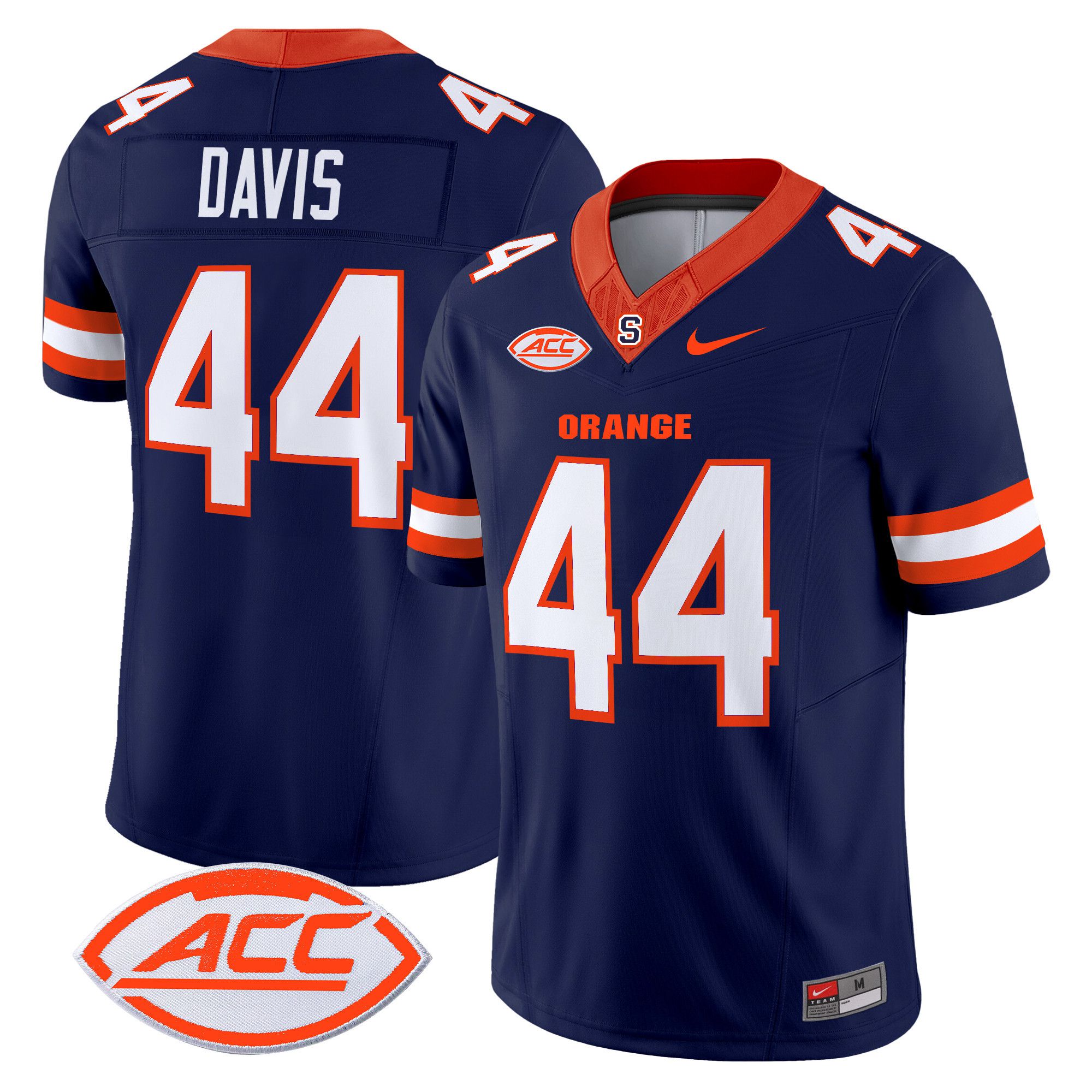 Men Syracuse Orange #44 Davis Blue Nike 2024 Vapor Limited NCAA Jersey style 1->ncaa teams->NCAA Jersey